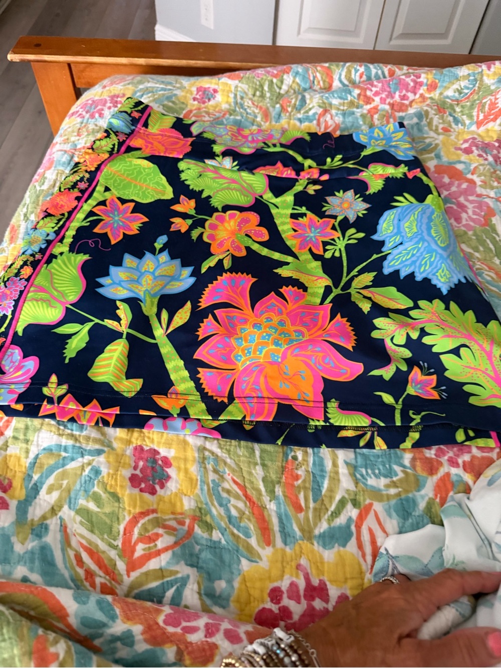 Gretchen Scott navy Floral A-Line Skort with Neon Multicolor Print small